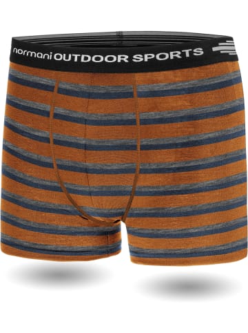 Normani Outdoor Sports 2er Pack Herren Merino Boxershorts in Orange/Blau/Grau