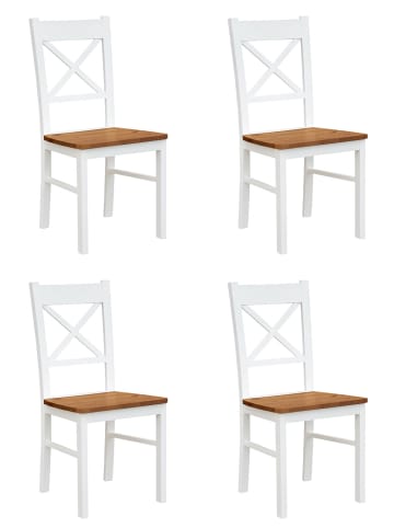 Feldmann-Wohnen Stühle 4er Set Belluno Elegante weiß lackiert / Eichefarben 43 / 44 / 93cm