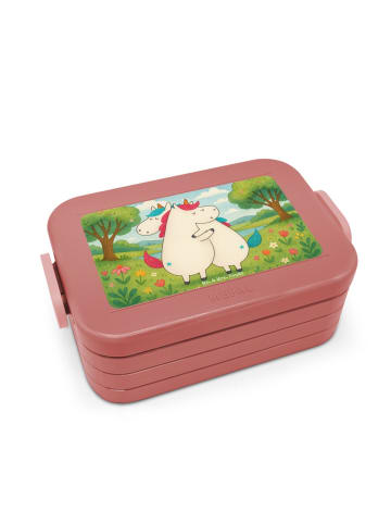 Mr. & Mrs. Panda Snackbox Einhörner Umarmen Design ohne Spruch in Rot Pastell