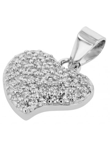 Adeliás Damen Anhänger Herz aus 925 Silber mit Zirkonia in silber