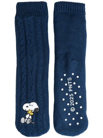 Snoopy Peanuts Snoopy Hüttensocken Strick Haussocken Kuschelsocken in blau