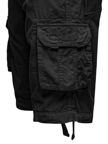 Humy Cargo Shorts Chino Bermuda mit Kordel am Saum A&S in Schwarz
