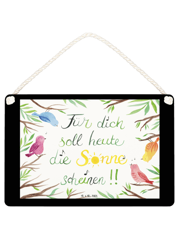 Mr. & Mrs. Panda Holzbild Vögel Sonne mit Spruch in Bunt