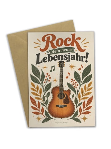 Mr. & Mrs. Panda Glückwunschkarte Gitarre retro Design mit Spruch in Weiß