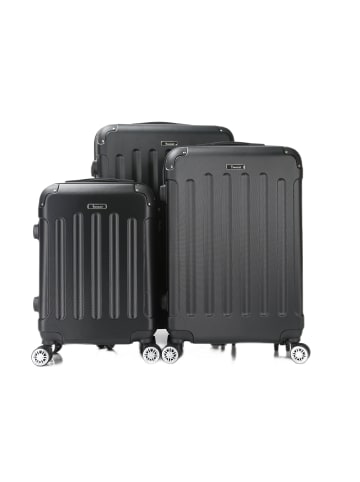 Cheffinger Reisekoffer Koffer 3 tlg Hartschale Trolley Set in Schwarz