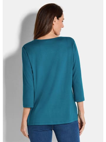 GOLDNER Kurzgröße:  Viskose-Oberteil mit Halbarm in petrol