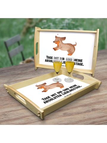 Mr. & Mrs. Panda Serviertablett Hund Dackel mit Spruch in Weiß