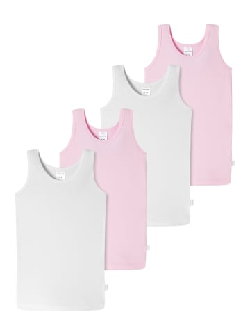 Schiesser Unterhemd / Tanktop Kids Girls 95/5 Organic Cotton in Weiß / Rosa
