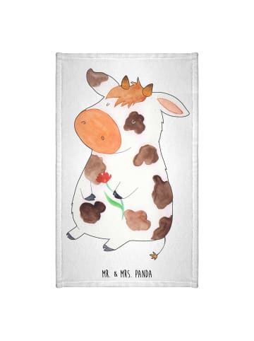Mr. & Mrs. Panda Gästehandtuch Kuh ohne Spruch in Weiß