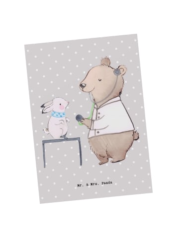 Mr. & Mrs. Panda Postkarte Tierarzt Herz ohne Spruch in Grau Pastell