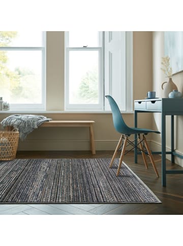KADIMA DESIGN Geometrischer Wohnzimmer-Teppich in Naturfarben in Blau