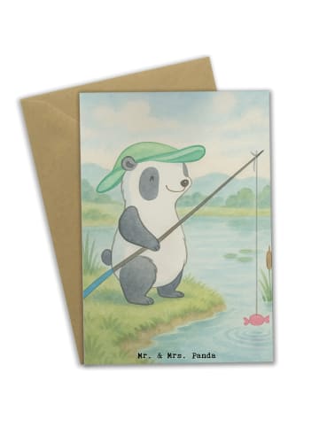 Mr. & Mrs. Panda Glückwunschkarte Panda Angeln Design ohne Spruch in Weiß