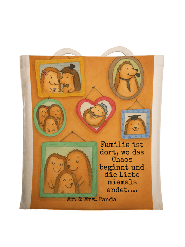 Mr. & Mrs. Panda Tote Bag Igel Familie Design mit Spruch in Weiß