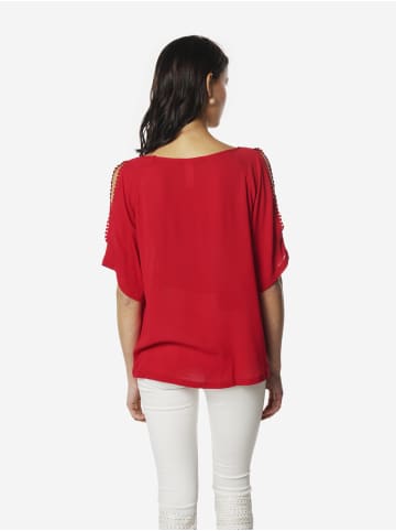 KOROSHI Bestickte schulterfreie Damenbluse in rot