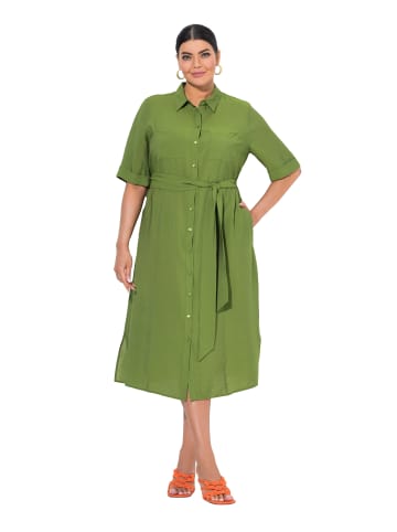 Ulla Popken Hemdblusenkleid in grasgrün