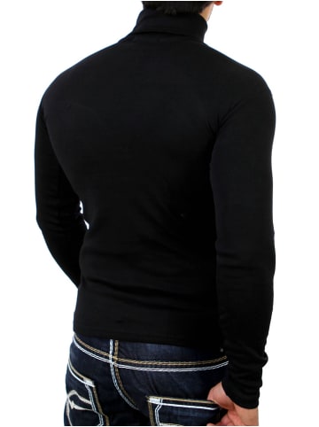 RESLAD Sweatshirt sportlicher Rolli in schwarz