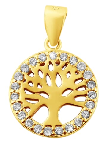 Adeliás Damen Anhänger – Lebensbaumanhänger aus 925 Silber mit Zirkonia in gold