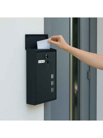 relaxdays Briefkasten in Schwarz - (B)25 x (H)40 x (T)11,5 cm