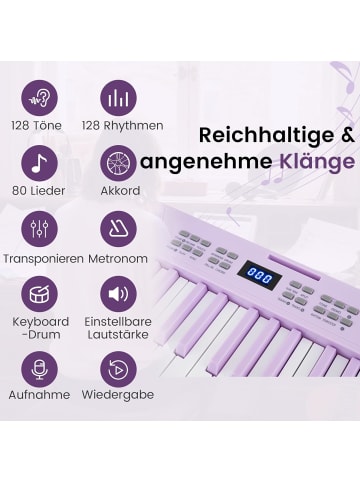 COSTWAY Keyboard Piano 61 Tasten in Lila