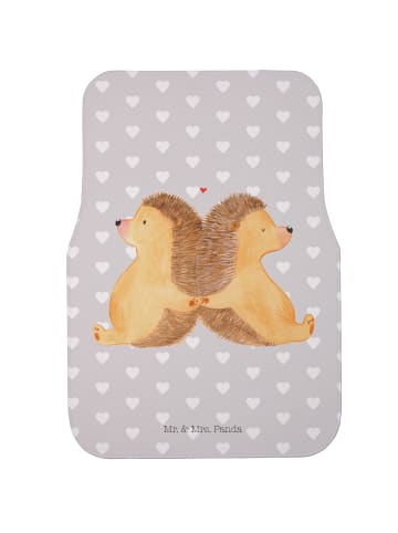 Mr. & Mrs. Panda Auto Teppich Igel händchenhaltend ohne Spruch in Grau Pastell