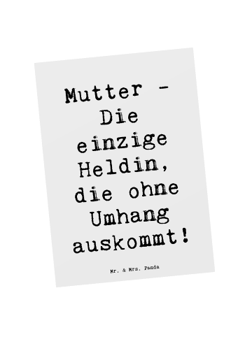 Mr. & Mrs. Panda Postkarte Heldin Mutter mit Spruch in Weiß
