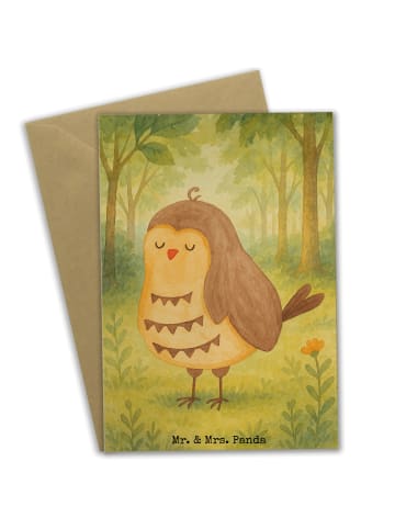 Mr. & Mrs. Panda babykarte Eule Zufrieden Design ohne Spruch in Weiß