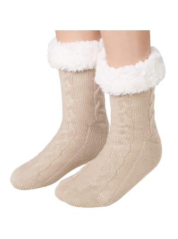 tectake Gemusterte Socken für die Weihnachtszeit, beige