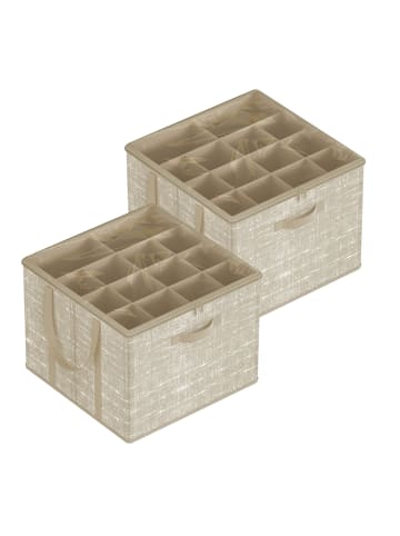 SONGMICS 2er-Set: Schuhbox Tina in Beige - (B)42 x (H)31.7 x (T)42 cm