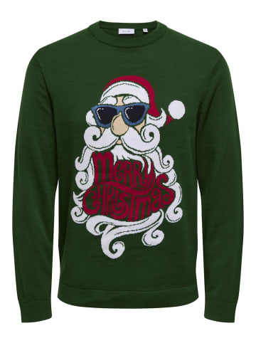 Only&Sons Pullover 'XMAS REG 5 PLACE' in grün
