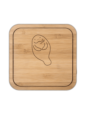 Mr. & Mrs. Panda Kunststoff-Untersetzer Seekuh Happy mit Spruch in Transparent