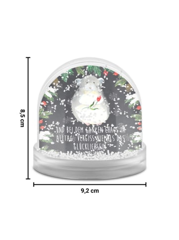 Mr. & Mrs. Panda Weihnachts Schneekugel Chinchilla Blume mit Spruch in Kreidetafel