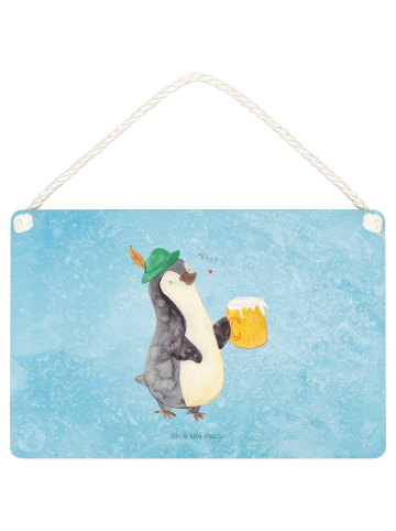Mr. & Mrs. Panda Deko Schild Pinguin Bier ohne Spruch in Eisblau