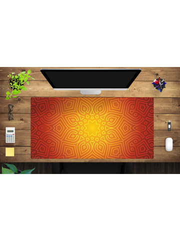 Cover-your-desk.de  Schreibtischunterlage – “Mandala rot-gelb“ (L)100 x (B)50 