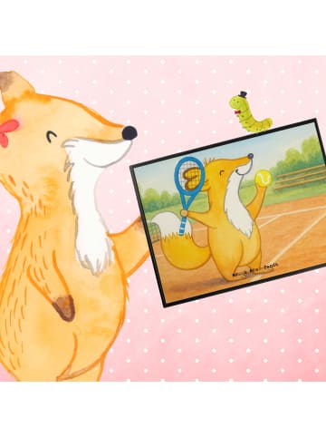 Mr. & Mrs. Panda Tischschoner Fuchs Tennis spielen Design ohne S... in Weiß