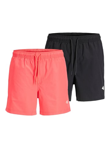 Jack & Jones Badeshorts 2er Pack in Orange/Schwarz