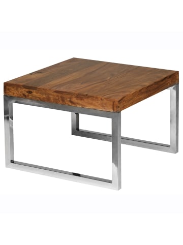 KADIMA DESIGN Beistelltisch Sheesham | Massivholz, Metallgestell, Dunkelbraun