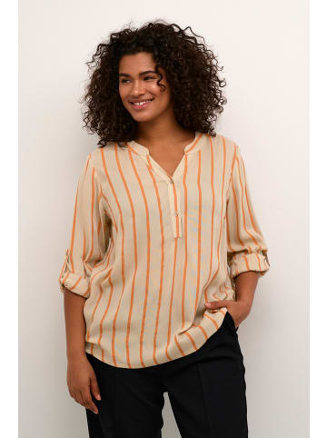 KAFFE curve Langarm-Bluse KCsida Regular fit in Feather Gray / Melon Stripe