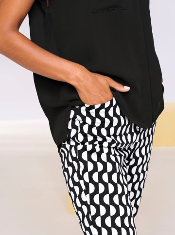 Heine Druck-Hose in schwarz-ecru-bedruckt