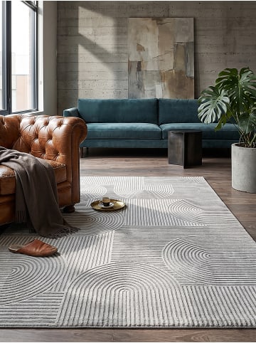 KADIMA DESIGN ERESMA Teppich Kurzflor Grau 160x230 Geometrisch Polyester Wohnzimmer in Grau