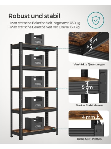SONGMICS 2er-Set: Standregal in Braun-Schwarz - (B)150 x (H)30 x (T)75 cm