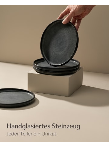 Cosumy "Cosumy | Lune | Dessertteller Set 4 St. Ø22 cm Schwarz"
