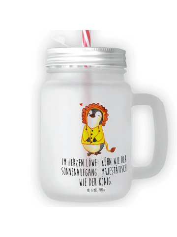 Mr. & Mrs. Panda Glas Löwe Astrologie mit Spruch in Transparent