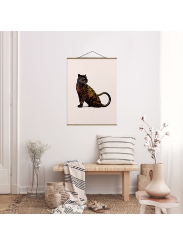 WALLART Stoffbild - Jonas Loose - Goldener Panther in Creme-Beige