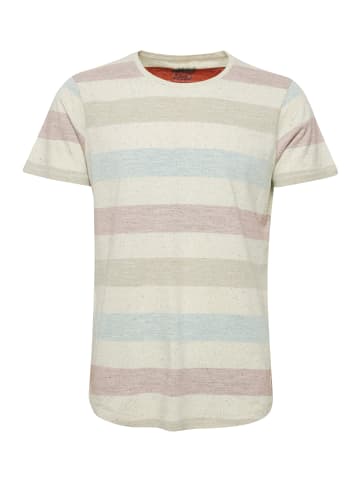 BLEND Rundhalsshirt BHEfkin 20706846ME Kurzarmshirt mit Inside-Out Print in Streifenoptik in Rot