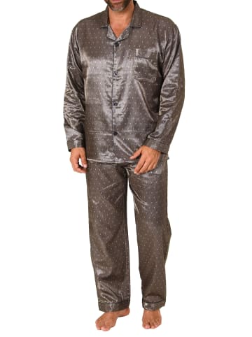NORMANN atin Pyjama durchknöpfbareSchlafanzug - 77588 in anthrazit