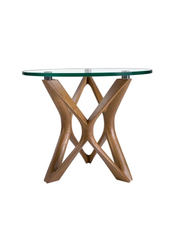 Angel Cerdá Ecktisch 2127 in Glas / Walnuss – (Ø)50 x (H)41 cm