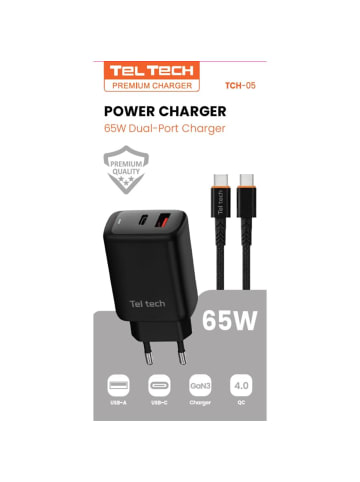 Wisam Teltech Schnellladegerät GaN3 USB / USB-C 65W + Kabel USB-C - USB-C