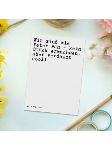Mr. & Mrs. Panda Postkarte Wir sind wie Peter... mit Spruch in Weiß