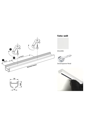 Deco-Raum® Gardinenschiene Innenlauf Weiß
