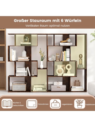 COSTWAY Geometrische Bücherregal in Braun